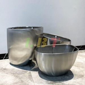 Combinaison créative de pots de fleurs décoratifs sur pied, miroir en acier inoxydable électro-plaqué, pour jardin, bureau, hôtel, usage domestique - Product Image 1