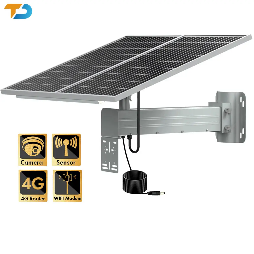 Tecdeft Ensemble complet personnalisé d'onduleurs solaires 60w avec contrôleur de batterie et panneaux Système d'énergie solaire pour caméra de surveillance