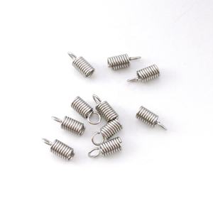 Пружинные обжимные застежки из нержавеющей стали с серебристым кожаным шнурком, концы, заглушки, соединители для изготовления браслетов, ожерелья, ювелирных изделий - Product Image 2