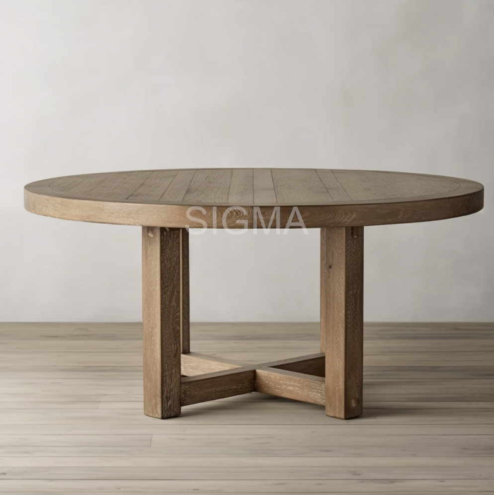 Solid Wood Home Furniture Modern Restaurant Furniture Circle Dining Table Set
