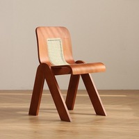 Chaise de salle à manger en bois de caoutchouc avec dossier, mousse haute résilience moderne, chaise de salle à manger en rotin en forme de C nordique, chaise décontractée pour la maison et le bureau