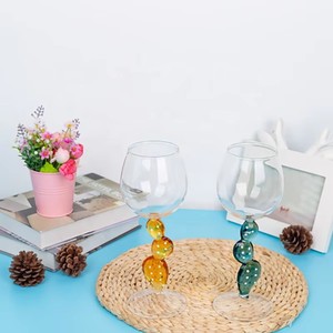 Calici da Vino <span class=keywords><strong>Rosso</strong></span> a Forma di <span class=keywords><strong>Cactus</strong></span> in Stile Nordico, Bicchieri Creativi Colorati a Stelo di <span class=keywords><strong>Cactus</strong></span>, Vendita all'Ingrosso Personalizzata - Product Image 5