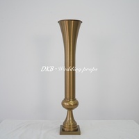 Jarrón alto de metal dorado para centro de mesa de boda, soporte para flores para decoración de eventos y banquetes