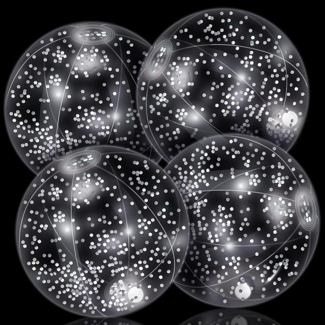 AGS Jumbo LED Glow-in-the-Dark PVC Clear Inflatable Beach Ball Pool Toy with Confetti Glitters for Home Use