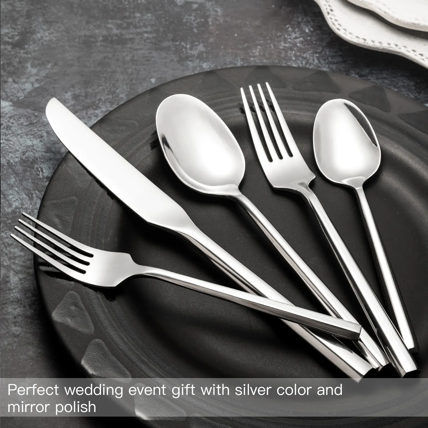 High quality cheap silver restaurant hotel silverware stainless steel cutlery wedding flatware sets