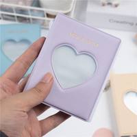 Porte-cartes photo de 3 pouces en forme de cœur évidé, album photo porte-clés, classeur de cartes à 32 poches, mini étui de rangement pour photos d'idols, album porte-clés