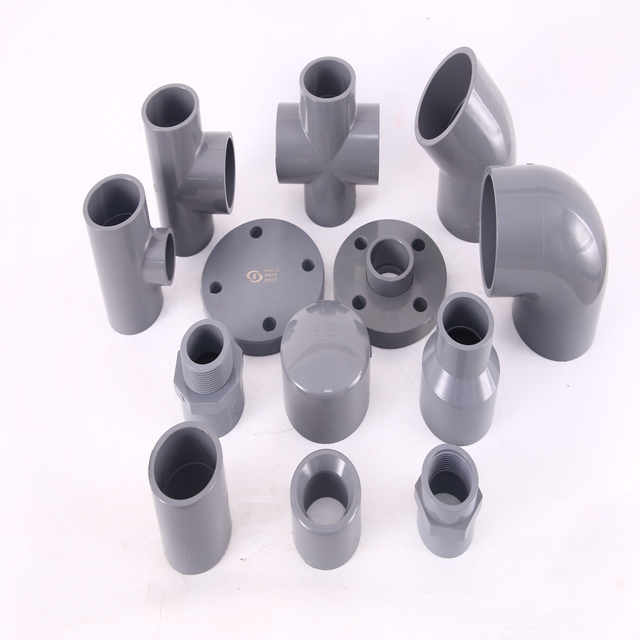 CPVC Grey 45 Degree Tube Connector Elbow Cross Tee Fittings 1/2"-8" for Plumbing Water Supply-Eco-friendly Chemical Resistant