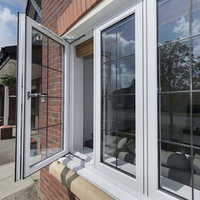 Ventanas Upvc de vinilo de estilo americano, ventanas abatibles, tamaño personalizado, ventanas acristaladas, directo de fábrica