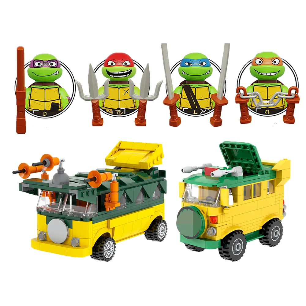 Nieuwe Ninja Tiener Mutant Schildpadden De Pizza Kar Bouwstenen Sets Voor Kind Model Puzzel Bakstenen Speelgoed Voor Kinderen Moc1393 1385