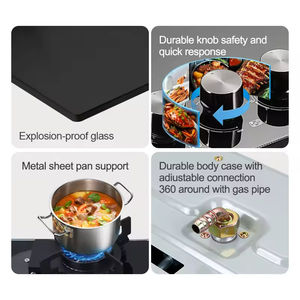 Piano cottura a gas da incasso a cinque fuochi con superficie in vetro temperato nero e 5 bruciatori <span class=keywords><strong>Smart</strong></span> Gas Stove - Product Image 6