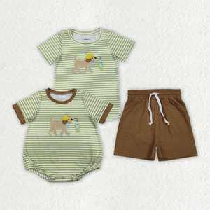 Conjuntos de Ropa de Pascua para Bebés Hermanos, Pantalones Cortos con Bolsillos de Camuflaje y Bordado de Conejos - Product Image 4