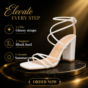 Sandales à talons hauts carrés pour femmes avec bride cheville et brides croisées, talon épais, chaussures habillées idéales pour les mariages et les soirées - Product Image 6