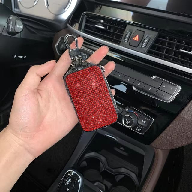 Timbear Diamond Car Keychain Cover - Luxury Leather Car Key Case for Women - Guangzhou Yuezhenghua A