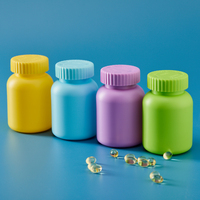 Bouteilles en plastique HDPE de couleur personnalisée 200cc Bouteille d'emballage en plastique pour médicaments avec bouchon à l'épreuve des enfants pour capsules de qualité alimentaire