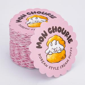 MON CHOURIE Korean Style Cream Puffs Adhesive <b>Sticker</b> Irregular Shape Pink Paper <b>Label</b> for Bakery Packaging - Product Image 1