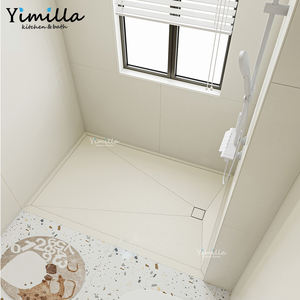 Base de <span class=keywords><strong>Ducha</strong></span> Deslizante de Piedra Artificial Antideslizante de Tamaño Personalizado, <span class=keywords><strong>Plato</strong></span> de <span class=keywords><strong>Ducha</strong></span> Moderno con Marco y Drenaje para el Hogar - Product Image 1