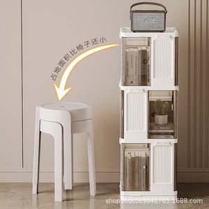 Armario de Almacenamiento Giratorio de 4 Niveles, Librería de Pie con Puertas Transparentes para Sala de Estar y Dormitorio - Product Image 2