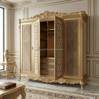 Ensemble de coiffeuse de luxe en bois et marbre doré de style français pour suite nuptiale de complexe hôtelier |   Miroir de courtoisie pliable sur mesure |   FF&E commercial OEM
