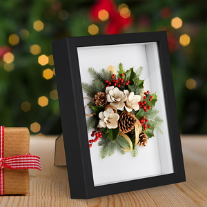 Cornice Espositiva in Legno per Fiori Secchi, Souvenir da Viaggio, Cornice Rettangolare in Legno - Product Image 4