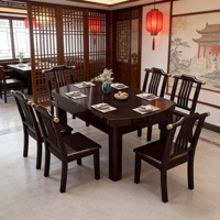 Ensemble de table et de chaises de salle à manger en bois massif de style chinois moderne et luxueux, extensible pour les restaurants et les hôtels