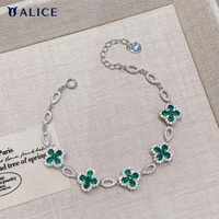 ALICE Bracelet à breloques en zircon scintillant « Amour éternel », plaqué argent, style hip-hop, bijoux de fête unisexe