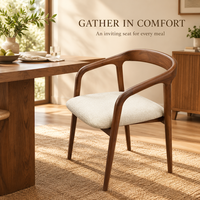 Chaise de salle à manger ergonomique à dossier incurvé en bois de caoutchouc massif blanc et noyer pour restaurant, cuisine, café