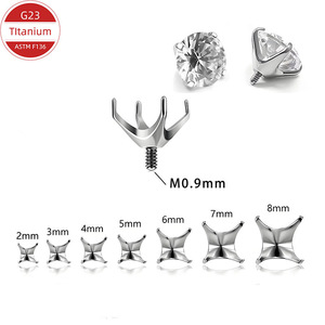 Soporte de broca de cuatro mandíbulas de aleación de titanio G23 con circonita rosa y rosca externa para joyería DIY, para perforaciones de oreja, labio y cartílago. - Product Image 5