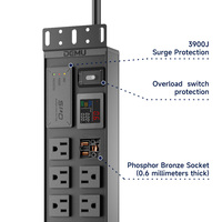 Barre d'alimentation (PDU) sur rack, 16 prises US 15A, interrupteur de surcharge, protection contre les surtensions à 3 niveaux 3900J, multiprise avec affichage couleur ETL FCC
