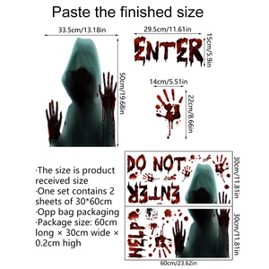 DAMAI Halloween Bloody Handprint Footprint Window Stickers Wall Stickers for Halloween Party Decorations Inside Outside Decor - Product Image 6