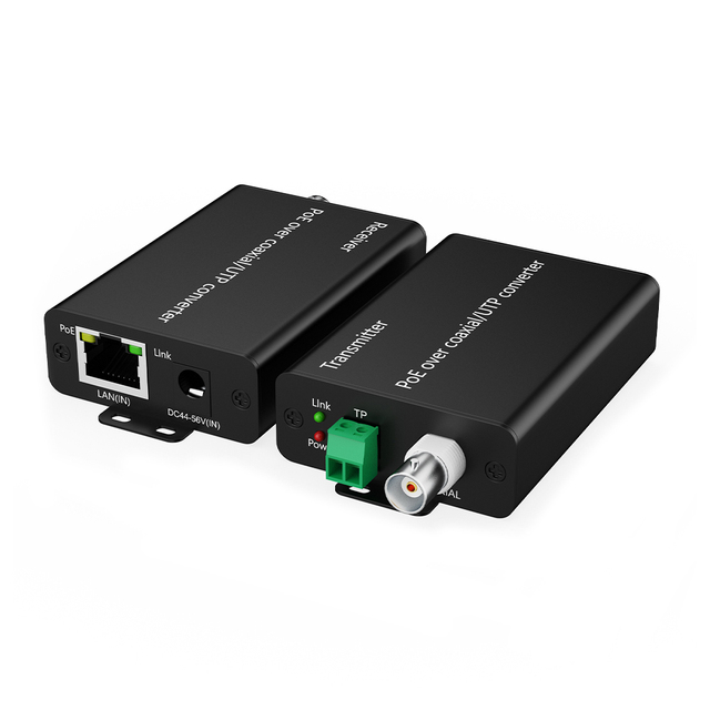 10/100Mbps POE Ethernet Coax Extender BNC RJ45 EOC Converter 500M IP Camera Transmission 30W Aluminum Alloy Monitor Heng