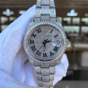 Montre-bracelet mécanique automatique de luxe haut de gamme en platine 41 mm avec mouvement à diamants et marquage de personnalisation OEM - Product Image 1