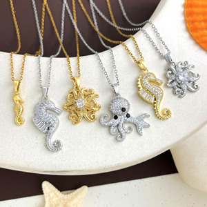 Cute Animal Pendant Necklaces Zinc Alloy Cubic Zirconia Gold Plated Silver <b>Chain</b> Unisex Jewelry Gift - Product Image 4