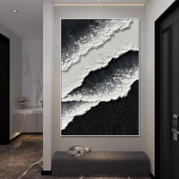 Grande peinture murale 3D moderne, peinte à la main, abstraite, texturée, sur toile, paysage marin moderne, œuvre d'art murale 3D