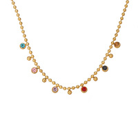 Collier en Acier Titane avec Pendentif Diamant Rond Polyvalent, Style Vintage Minimaliste, Inaltérable, Tendance Niche, Vente en Gros
