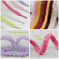 WEGOODZF Lacets Personnalisés en Polyester Pelucheux de Qualité Supérieure, Doux et Moelleux, Plats, Larges de 0,7 CM, pour Baskets Décontractées en Toile