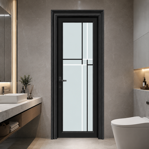 Porte de salle de bain à cadre en aluminium avec verre de confidentialité pour projets d'appartements et applications intérieures - Product Image 1