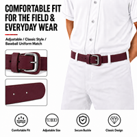Ceinture de baseball et de softball unisexe en cuir PU durable, classique et polyvalente, avec boucle à ardillon métallique réglable, pour jeunes et adultes