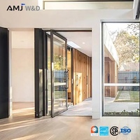 Porte pivotante résistante aux ouragans, à ouverture battante, en verre trempé et aluminium, pour villa