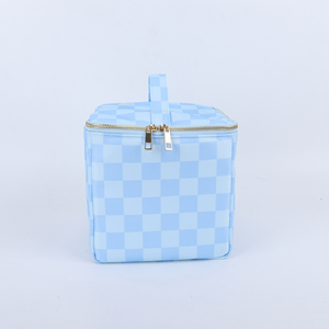 Patrón de impresión personalizada DIY cuadrado azul caja de almuerzo bolsa niños adultos al aire libre Picnic Cooler bolsas comida aislada Camping bolsos de nylon - Product Image 2