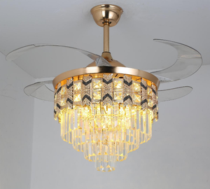 Moderne kristallen LED-plafondlamp met afstandsbediening en intrekbare ventilator voor de woonkamer - Product Image 3