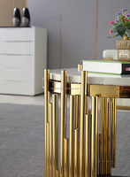 Table basse ronde de style moderne pour salon, meuble d'intérieur en acier inoxydable