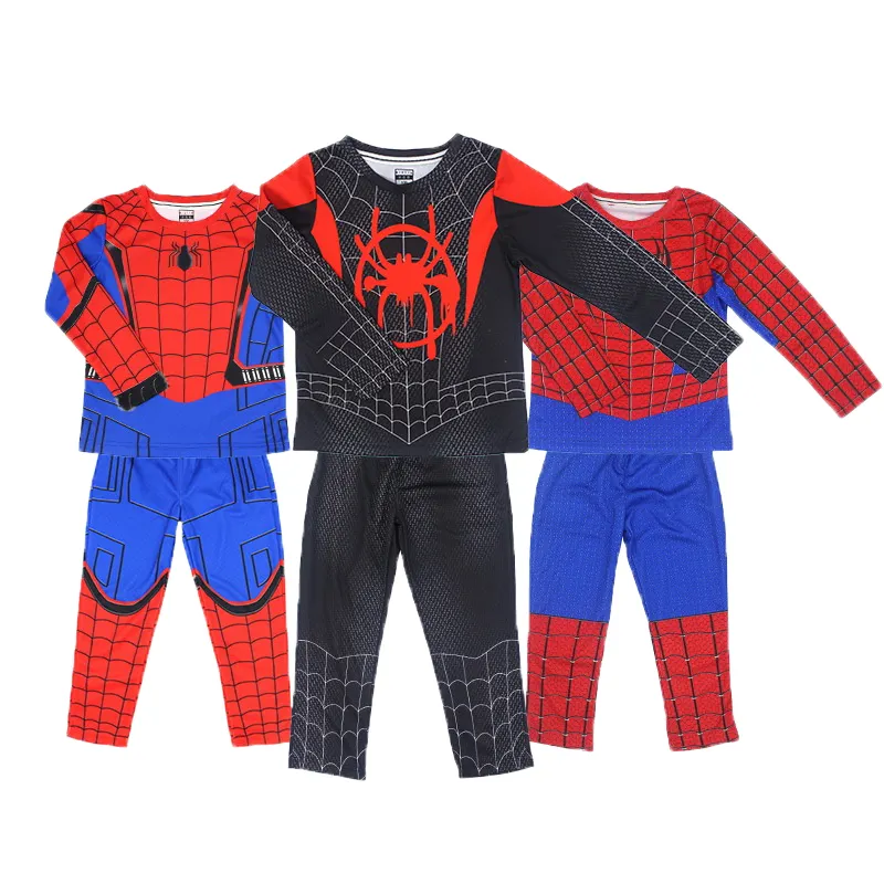 Spiderman Clothes Long-Sleeved T-shirt Boys' Suit CaptainAmerica Long Sleeve Breathable Children's Clothing Children's Costume