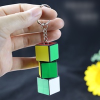 Senter LED Mini Gantungan Kunci Logo Kustom, Lampu Gantungan Kunci Magic Cube untuk Hadiah Promosi