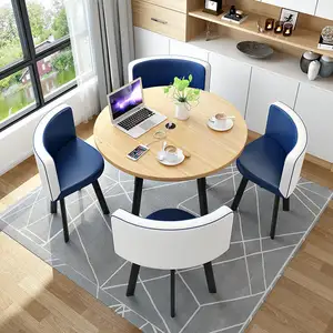 Juego de mesa redonda para comedor, juego de comedor con 4 sillas, color blanco, precio de fábrica