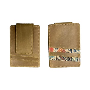 Vintage Unisex Crazy Horse Cowhide Leather RFID Blocking Portable Short Money Clip Thread Genuine Leather Polyester - Product Image 5