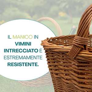 <b>Wicker</b> Firewood <b>Basket</b> With <b>Handle</b> 47.5x33x38 Cm Natural Brown Woven <b>Basket</b> - Product Image 3