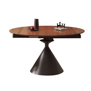 <span class=keywords><strong>Tavolo</strong></span> da Pranzo Rotante Estensibile in Legno Massello <span class=keywords><strong>Colore</strong></span> <span class=keywords><strong>Noce</strong></span>, Quadrato e Rotondo Dual-Use con Piano Girevole - Product Image 5