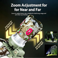Linterna Frontal Recargable para Caza y Pesca Nocturna, con Zoom, Largo Alcance, de Aluminio, LED Blanco de Emergencia, 20W, Tipo-C