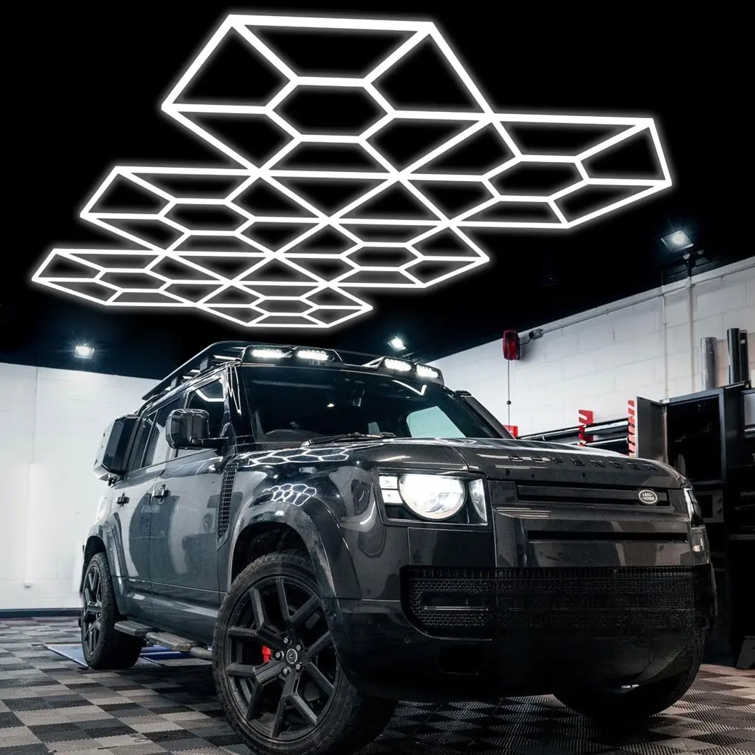 전문 사용자 정의 자동차 수리 상점 쇼룸 주도 육각형 워크샵 매트릭스 빛