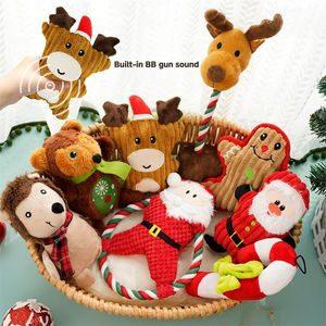 Natale peluche Squeaky cane giocattolo simpatico cartone animato personaggi assortiti morbido cotone PP rinforzato cuciture interattivo rimorchiatore Fetch - Product Image 2